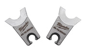 Milwaukee W-style die set with two metal jaws featuring open slots and curved upper edges for bending applications.