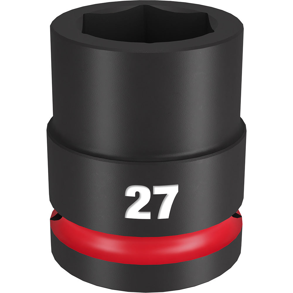 Black 27MM socket with hexagonal opening and red grip band on 3/4" drive.