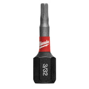 Milwaukee Shockwave hex insert bit 3/32 in. with red band and black hexagonal socket marked "3/32".