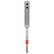 Milwaukee straight shank rebar cutter with spiral fluted head and red grip band on cylindrical shaft.