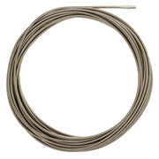 Coiled metal cable with bulb head connector at one end and metallic finish throughout.
