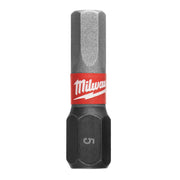 Milwaukee Shockwave 5mm hex insert bit with red and gray coloring and size marking.