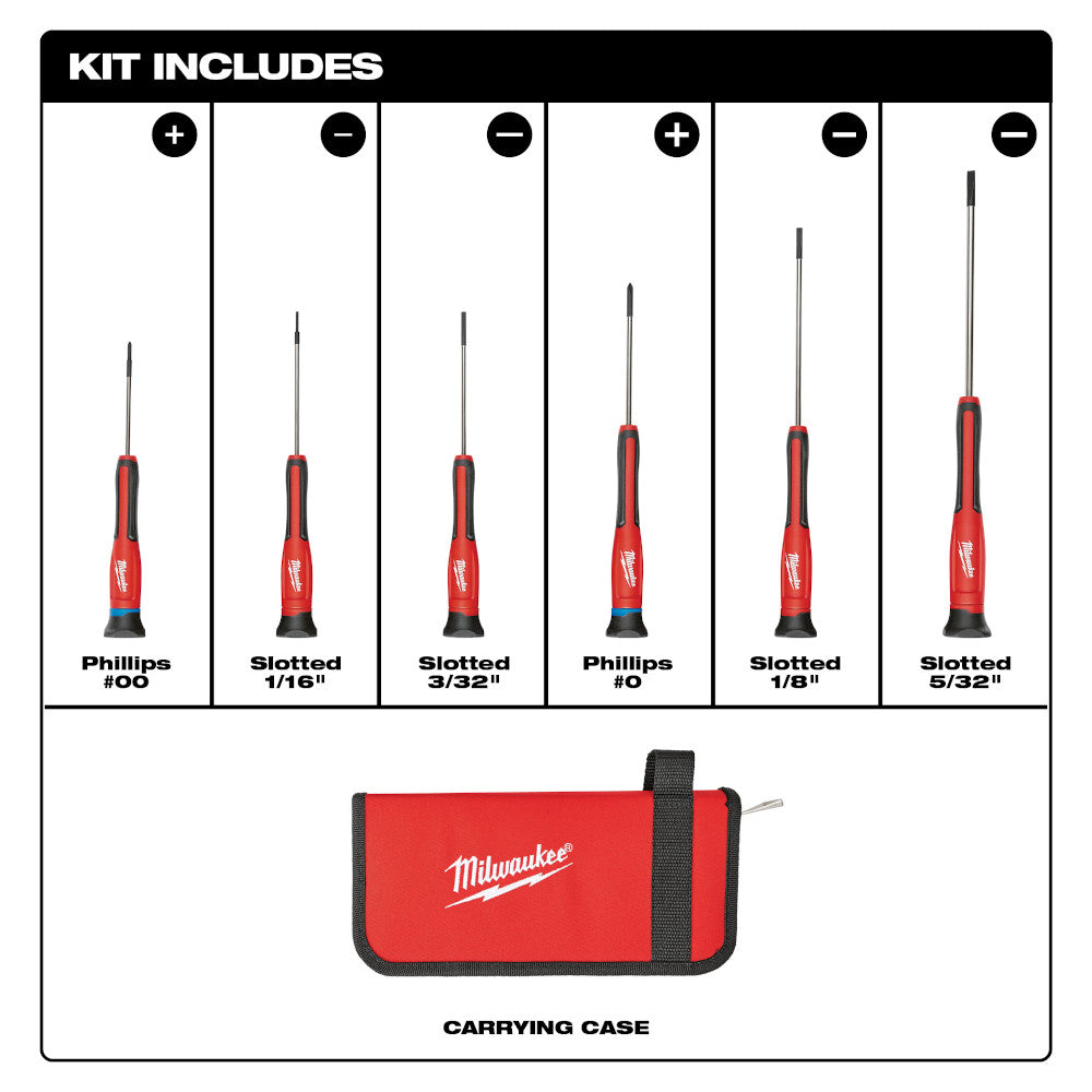 Milwaukee 48-22-2606 6 pc. Precision Screwdriver Set