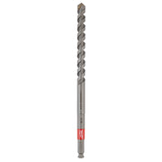 Milwaukee Shockwave Impact Duty drill bit with gray fluted shaft, gold tip, red grip band, and hex shank.