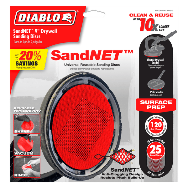 Diablo DND090120H25G 9 in. 120 Grit (Medium) Drywall SandNET Discs (25-Pack)
