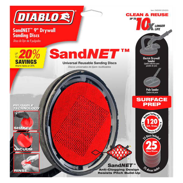 Diablo DND090120H25G 9 in. 120 Grit (Medium) Drywall SandNET Discs (25-Pack)