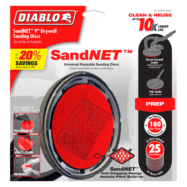 Diablo DND090180H25G 9 in. 180 Grit (Fine) Drywall SandNET Discs (25-Pack)