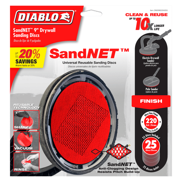 Diablo DND090220H25G 9 in. 220 Grit (Ultra Fine) Drywall SandNET Discs (25-Pack)