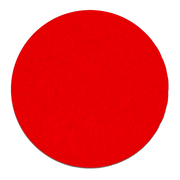 Red circular sanding disc with hook and loop backing, 9 inches diameter.