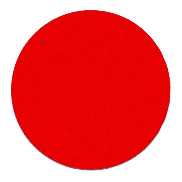 Red circular sanding disc with hook and loop backing, 9 inches diameter.