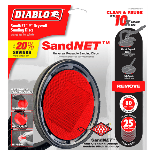Diablo DND090080H25G 9 in. 80 Grit (Coarse) Drywall SandNET Discs (25-Pack)