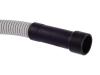 White ribbed dishwasher hose with black connector end, coiled position.