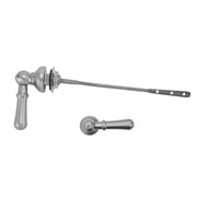 Polished brass toilet tank trip lever assembly with handle, rod, and mounting hardware for TOTO tanks.