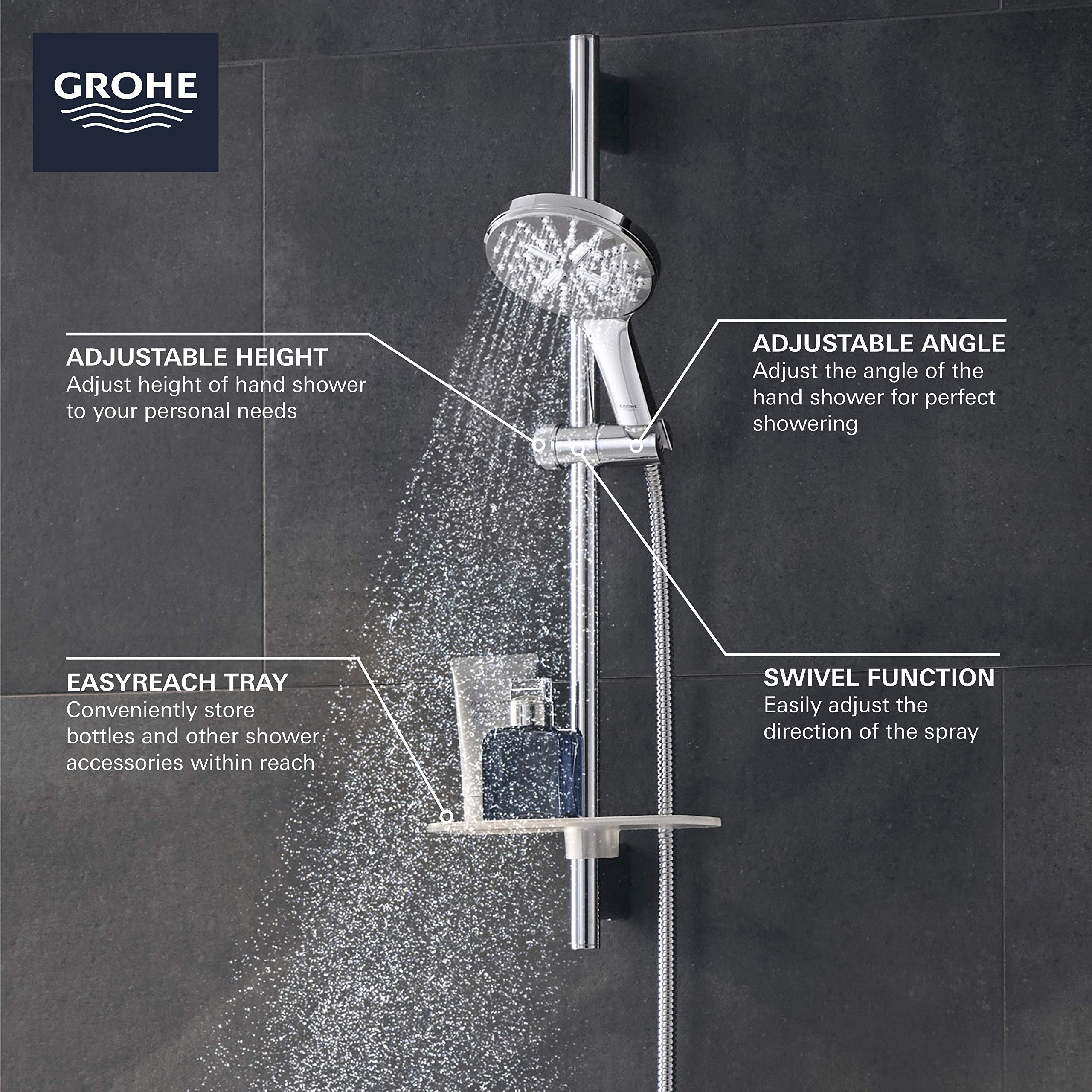 Grohe Rainshower 26547000 24" Shower Slide Bar Kit - 3 Sprays, 1.75 gpm in Grohe Chrome