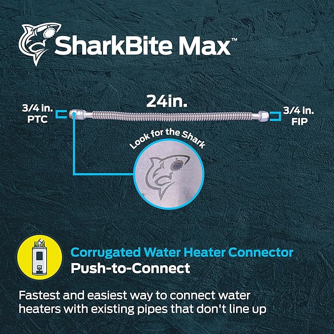 Sharkbite 1 in. Push-to-Connect x 1 in. FIP x 24 in. Corrugated Water Softener Connector in Stainless Steel - SS3094FLEX24LF