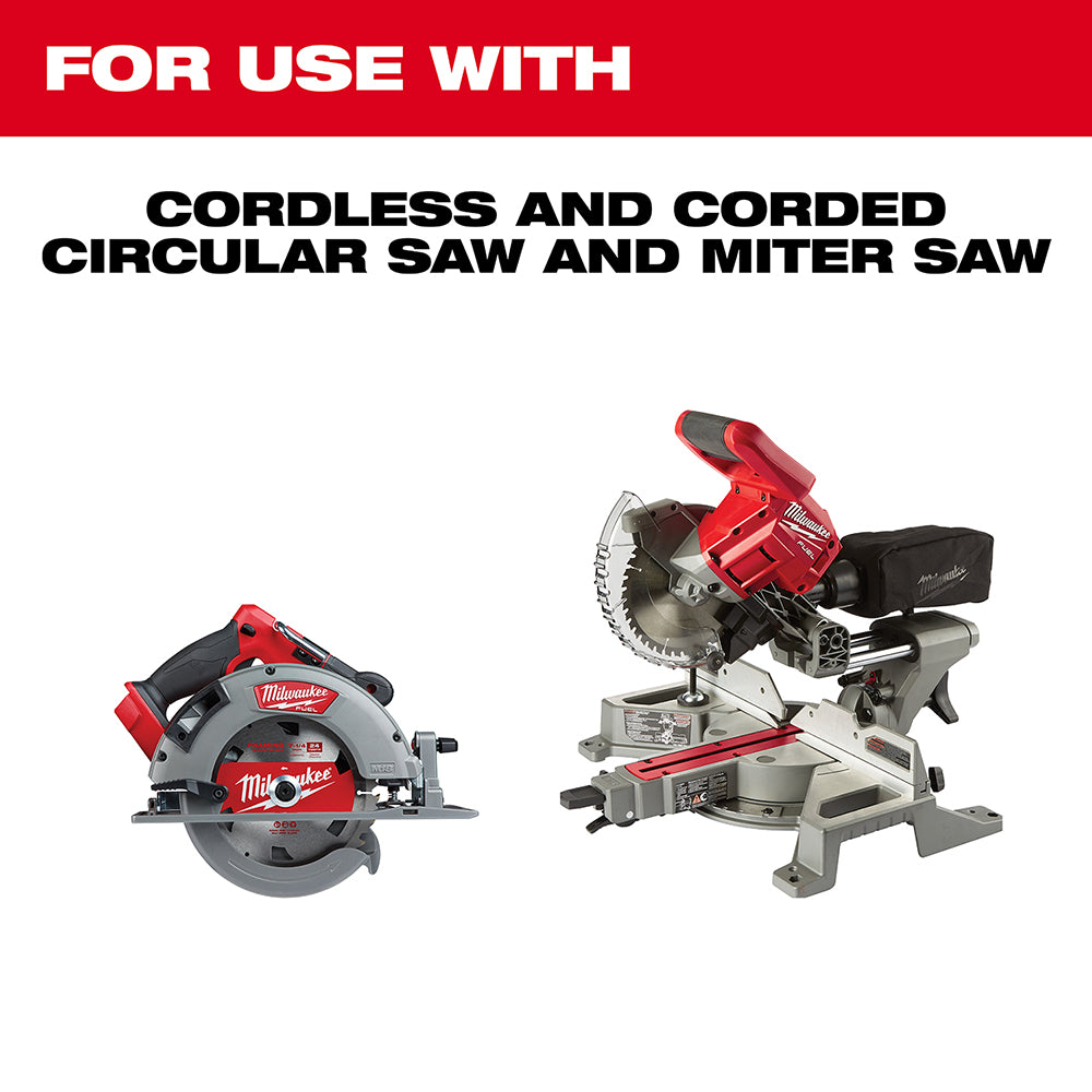 7-1/4 inch circular saw blade with gray carbide teeth and silver center arbor hole.