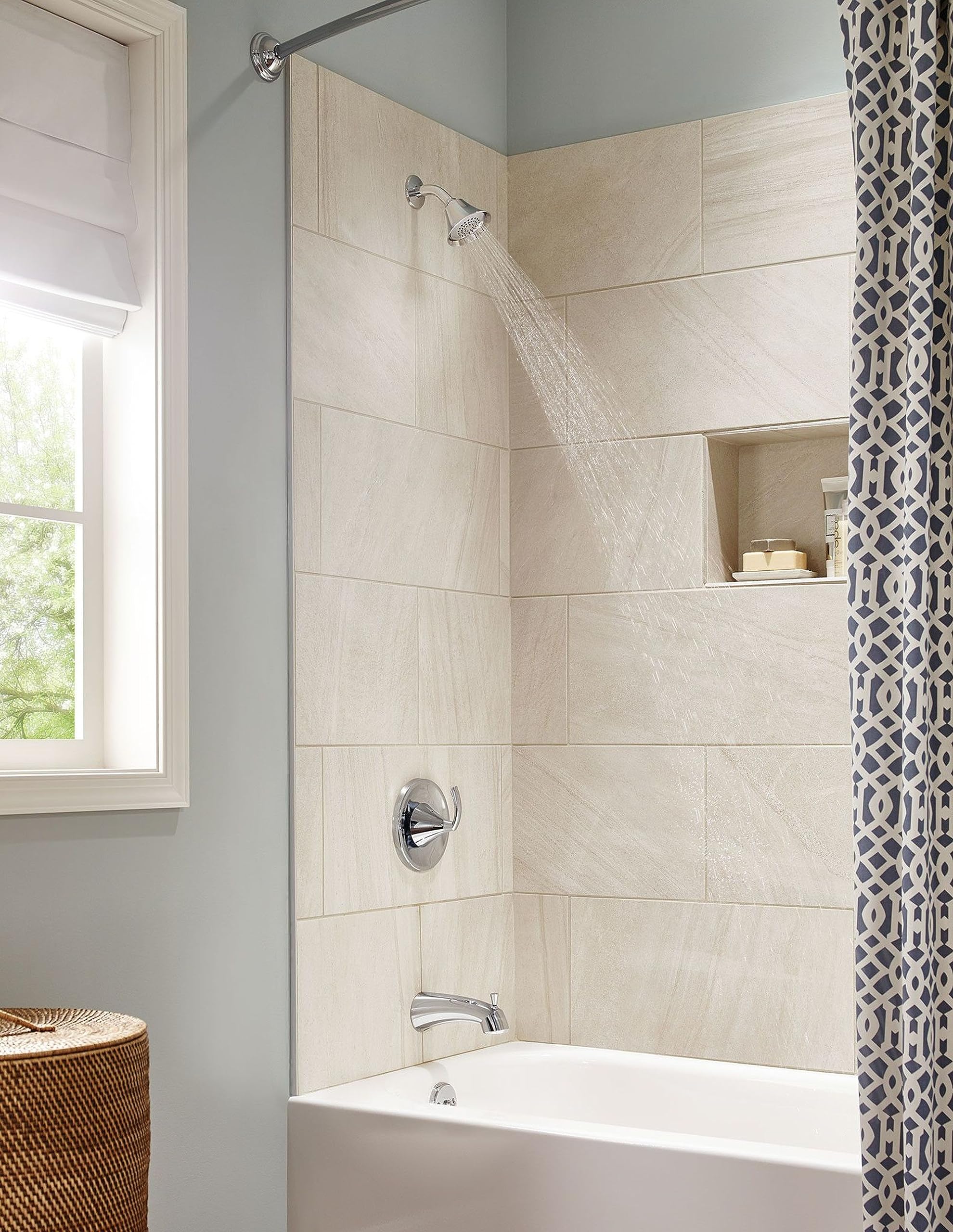 Moen Glyde Single Handle 1 Spray Shower Faucet Trim Kit with Eco Performance Posi Temp Valve Sold Separately in Chrome - T2742EP