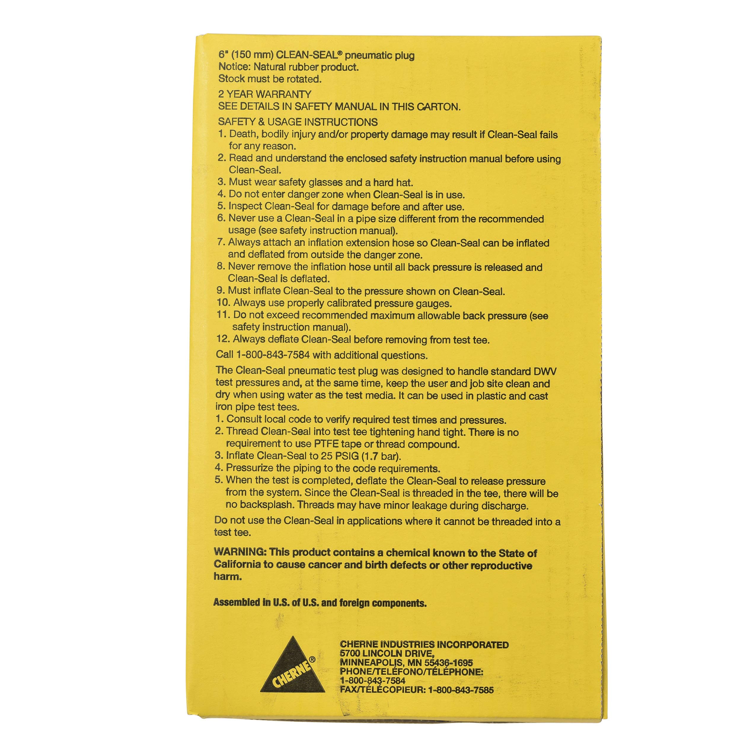 Oatey 6 in. Pneumatic Test Plug in Black and Yellow - 271758