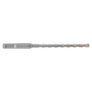 Milwaukee SDS-Plus 2-cutter drill bit with 3/16 inch diameter, hex shank, and spiral flute design.