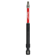 Milwaukee Shockwave impact square recess #2 power bit with red and black shaft, 3-1/2 inches long.