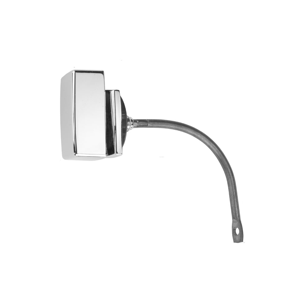 Satin nickel toilet tank trip lever with rectangular handle and curved metal arm for Kohler Rialto toilets.