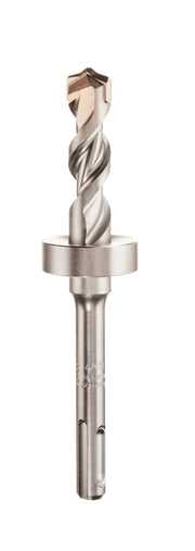 Milwaukee SDS-Plus stop bit with spiral flutes, copper-colored tip, and cylindrical shank with mounting collar.