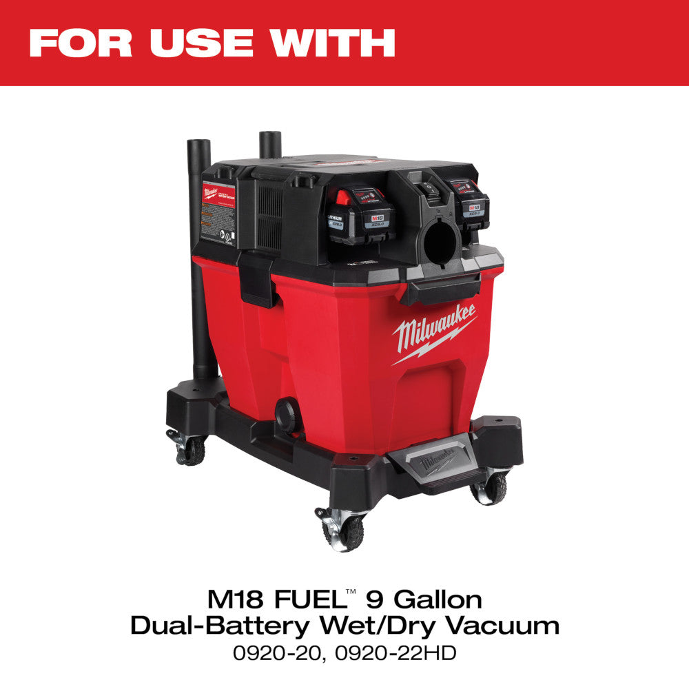 Five fleece dust bags compatible with Milwaukee M18 FUEL 9-gallon wet/dry vacuum models.