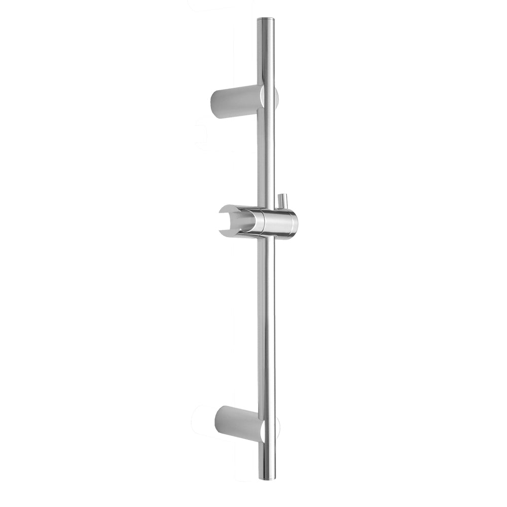 Black nickel vertical slide bar with cylindrical handholds and adjustable height bracket for shower installation.