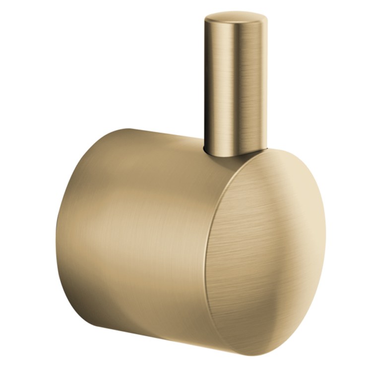 Brushed gold cylindrical diverter trim lever with rounded handle and vertical stem.