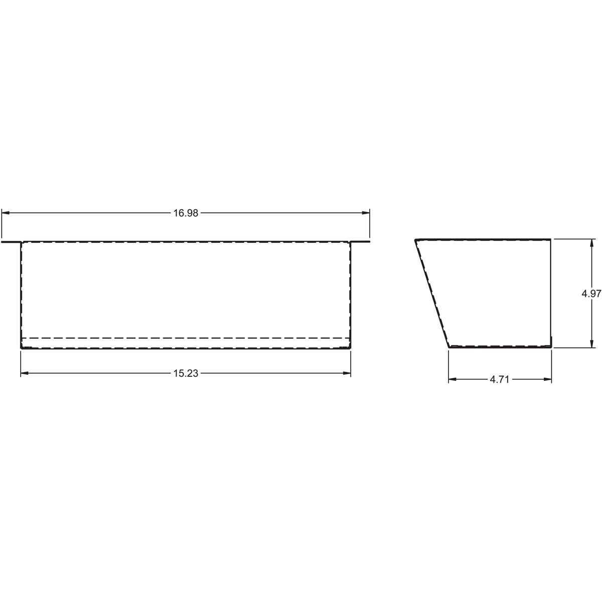 Gray granite filter mounting cover with dimensions showing 16.98" width and 4.97" height.