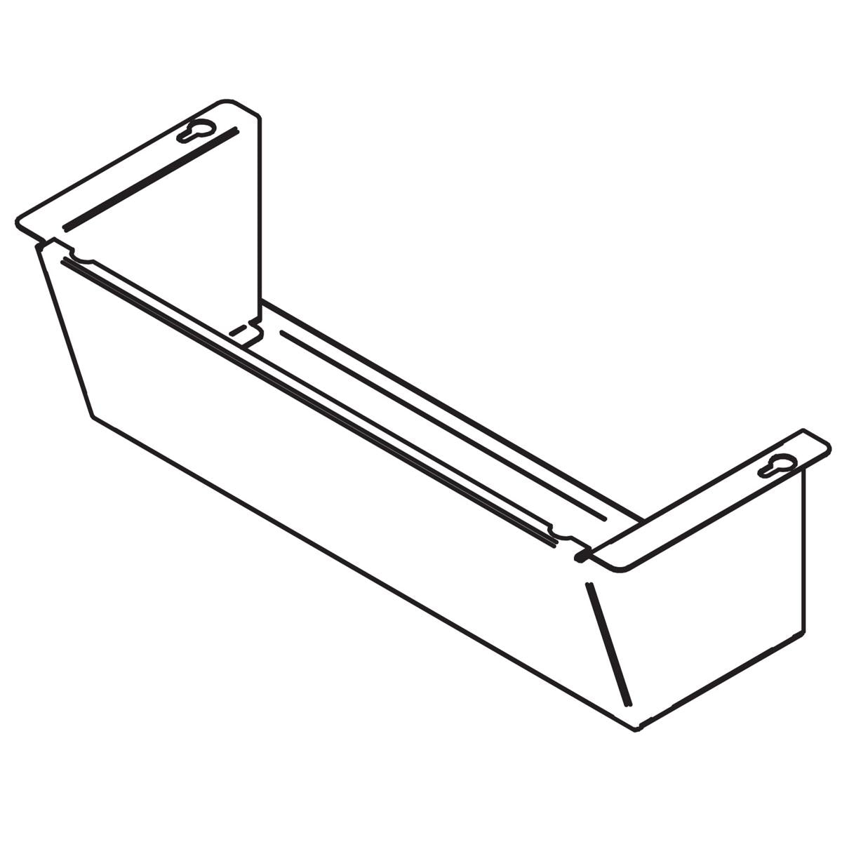 Stainless steel filter mounting cover with rectangular tray base and vertical mounting brackets on ends.