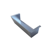 Stainless steel filter mounting cover with angled top and side mounting tabs.