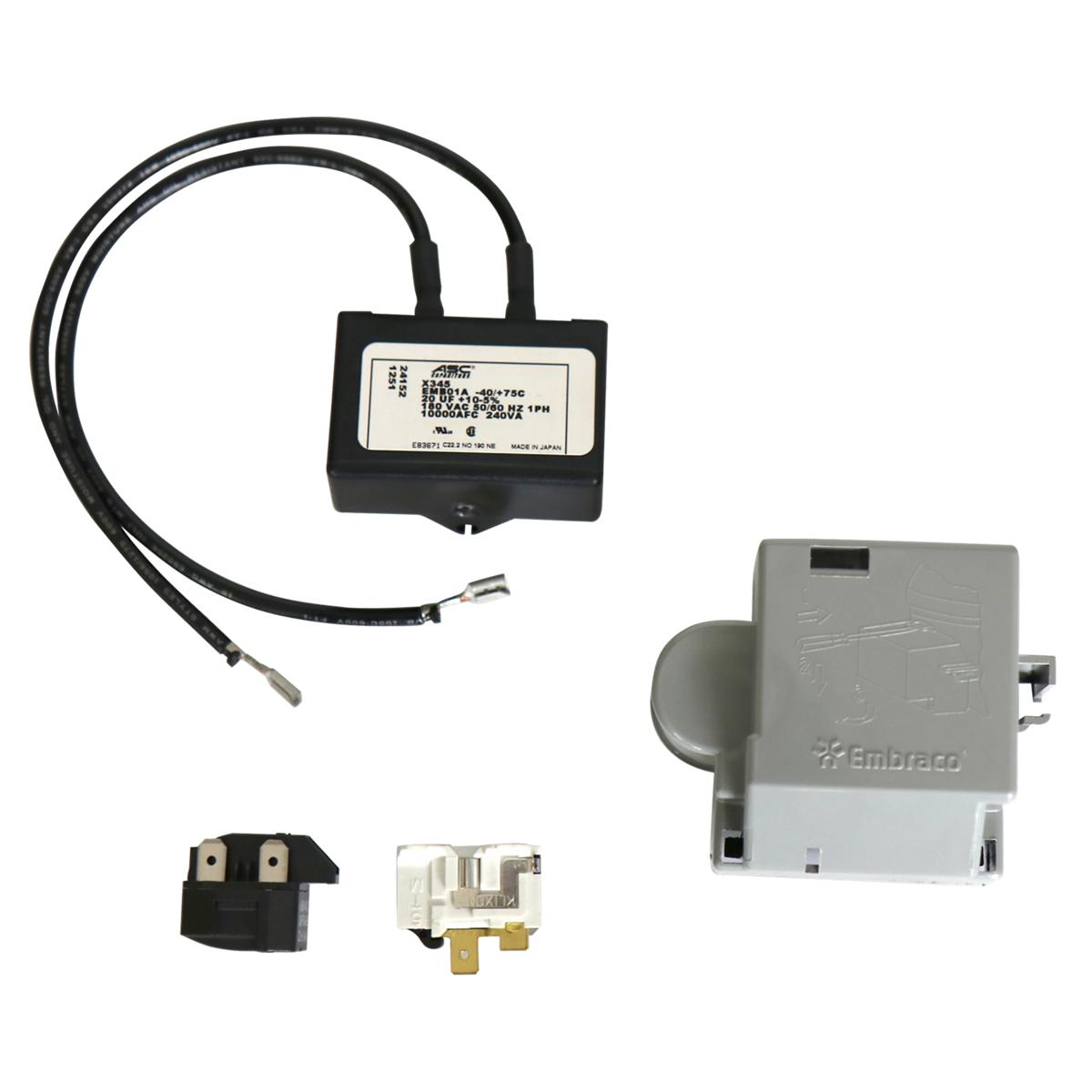 Elkay EM65HHC electrical kit components including transformer, relay, and control module with wiring.