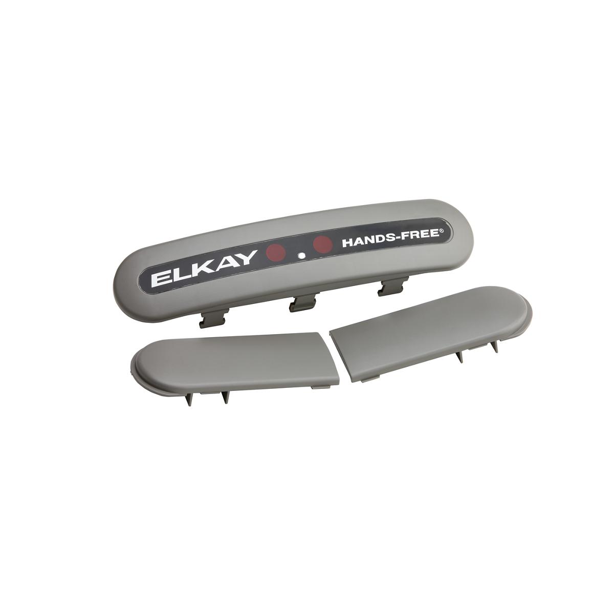 Elkay EZO Pushbar Filler kit with gray push bars and mounting components labeled hands-free.
