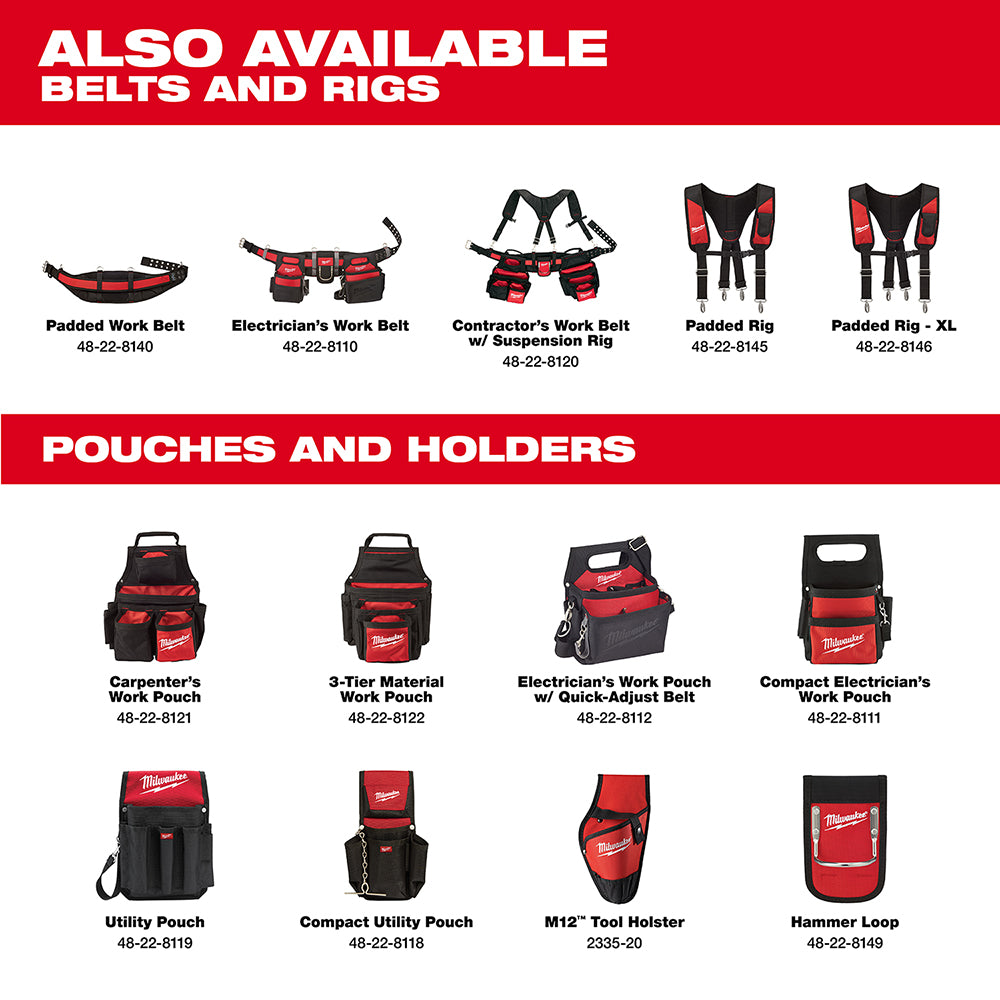 Milwaukee 48-22-8120 Contractor Work Belt with Suspension Rig