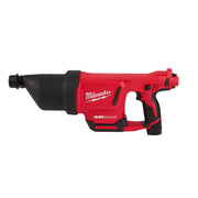 Milwaukee M12 AIRSNAKE drain cleaning air gun with red body, black grip, and attached hose connection.