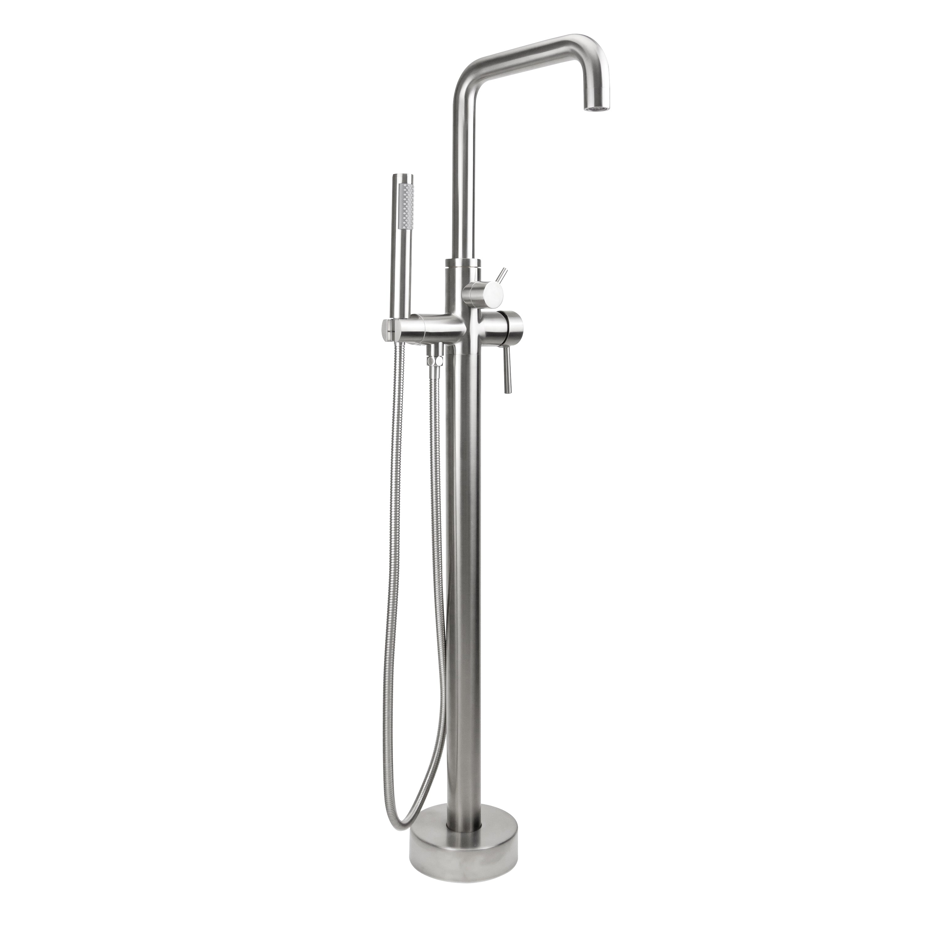 Jaclo Downtown Contempo Freestanding Tub Filler with Handshower & Handshower Hose in Satin Nickel - 9992-FST-SN