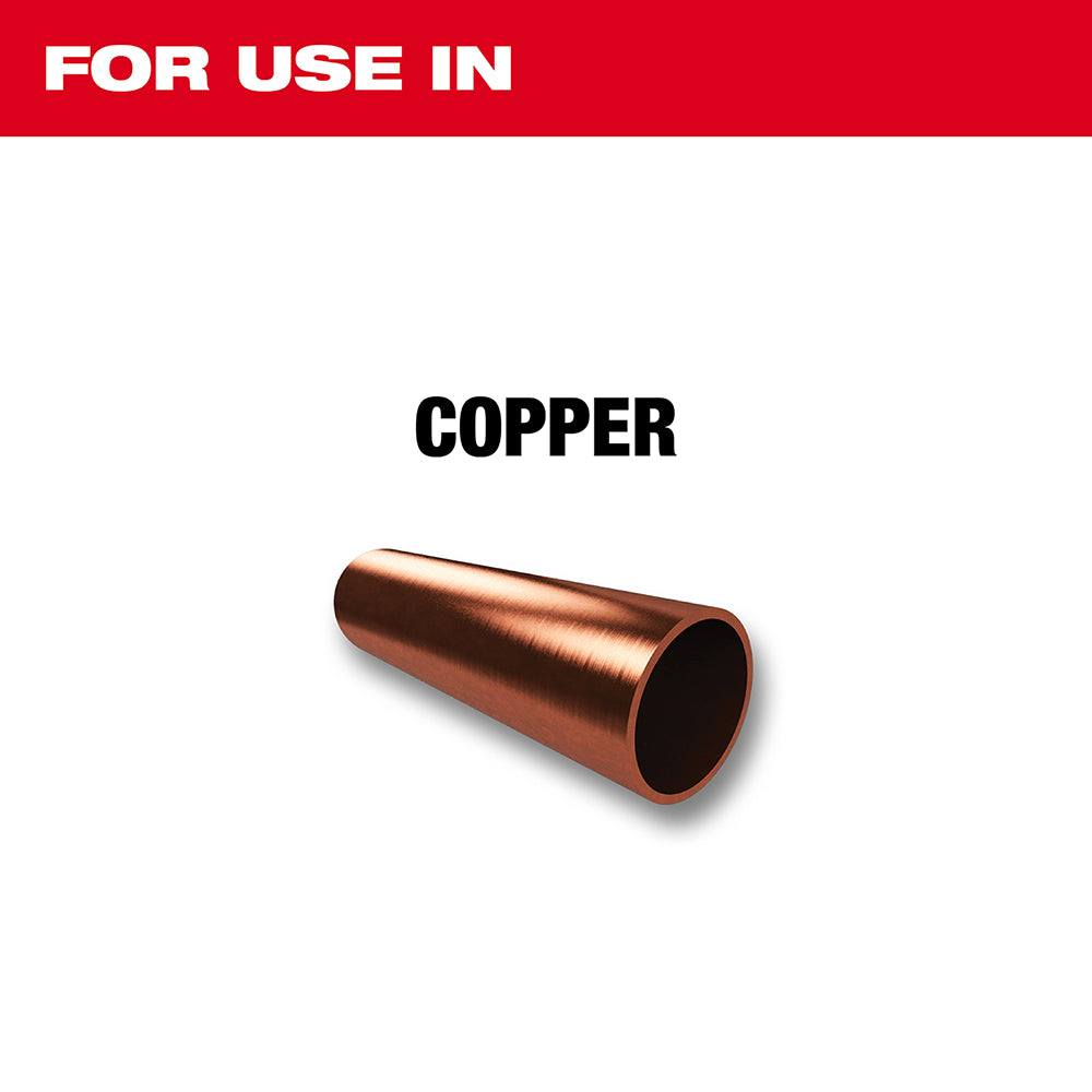 Copper tubing cutter designed for cutting 3-1/2 inch copper pipes with quick adjust mechanism.