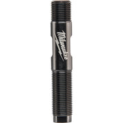 Black Milwaukee draw stud with threaded ends and central smooth shaft with brand logo.