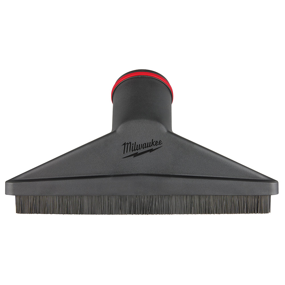 Milwaukee 2-1/2" floor brush tool with gray bristles and black plastic head with red collar.