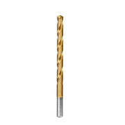 Gold titanium-coated twist drill bit with gray shank and pointed tip.