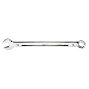 Silver 11mm combination wrench with open end on left and closed ring end on right.