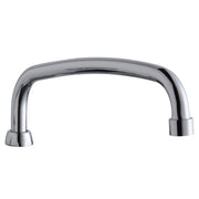Chrome-plated arc tube spout with 12-inch reach and threaded connection ports on both ends.
