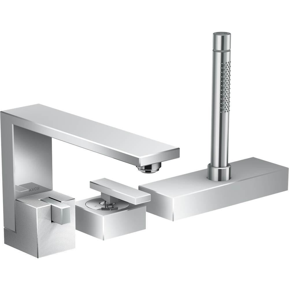 AXOR 46431001 Edge 3-Hole Roman Tub Set Trim with 1.75 GPM Handshower - Diamond Cut in Chrome