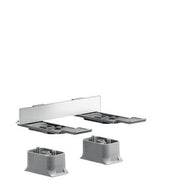 Chrome adapter set with mounting bracket and two square spacer bases for universal accessory installation.