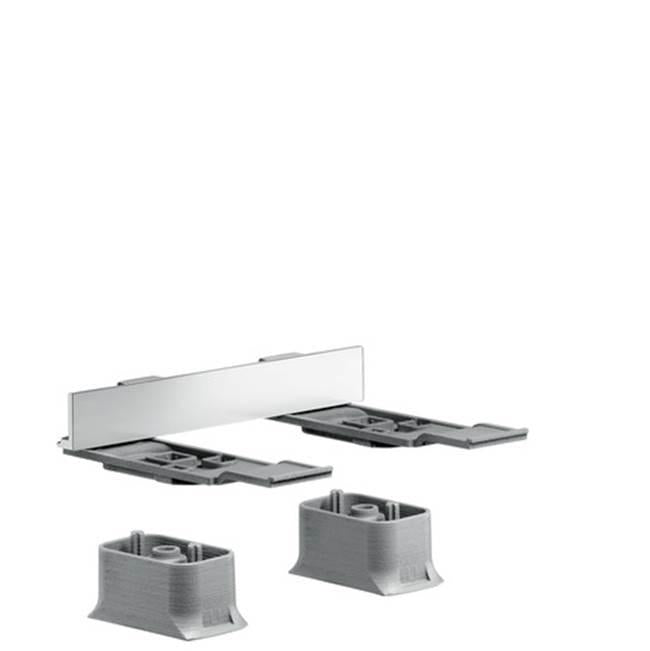 Chrome adapter set with mounting bracket and two square spacer bases for universal accessory installation.
