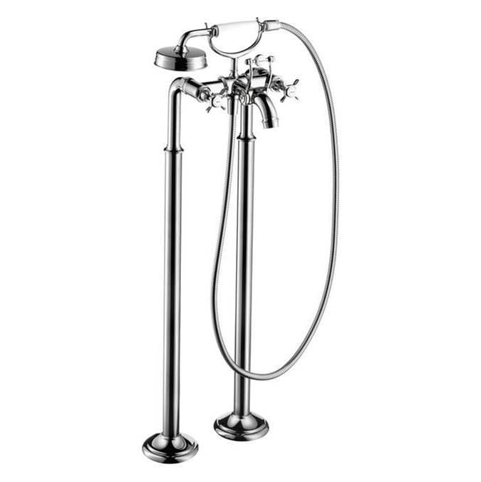 AXOR 16562001 Montreux 2-Handle Freestanding Tub Filler Trim with Cross Handles and 1.8 GPM Handshower in Chrome