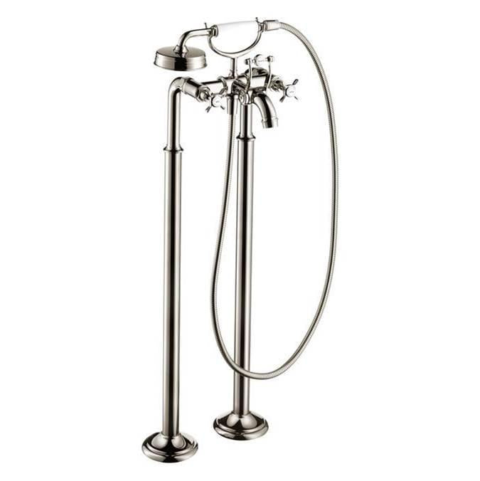 AXOR 16562831 Montreux 2-Handle Freestanding Tub Filler Trim with Cross Handles and 1.8 GPM Handshower in Polished Nickel