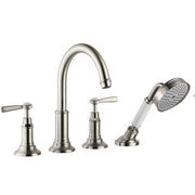 AXOR 16555821 Montreux 4-Hole Roman Tub Set Trim with Lever Handles and 1.8 GPM Handshower in Brushed Nickel