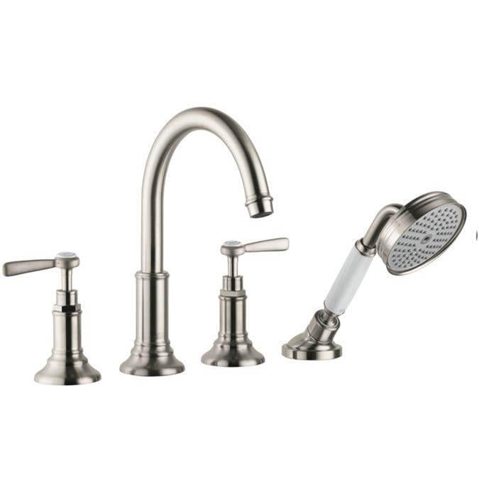 AXOR 16555821 Montreux 4-Hole Roman Tub Set Trim with Lever Handles and 1.8 GPM Handshower in Brushed Nickel